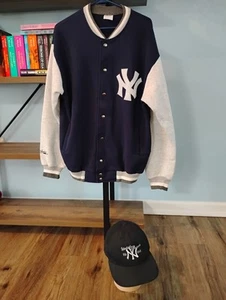Vintage MAJESTIC New York Yankees 1996 World Series Champions Jacket & Hat 90s L - Picture 1 of 10