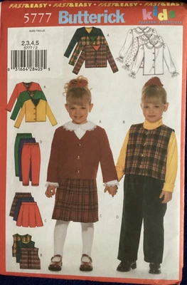 2001 BUTTERICK 5777 GIRLS JACKET VEST SKIRT PANTS & BLOUSE PATTERN SIZE 2 3 4 5 - Image 1 of 2