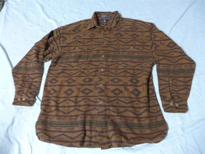 Camisa grande de franela pesada AZTEC marrón/verde Prendas de punto RIFT VALLEY/Aventurer - Imagen 1 de 4