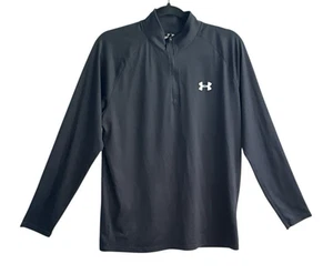 Under Armour Mens Black Medium Loose Long Sleeve Heat Gear 1/4 Zip Style 124220 - Picture 1 of 8