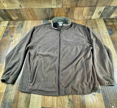 Chaqueta polar COLUMBIA marrón cremallera completa cuello falso bolsillos con cremallera para hombre talla XXL Foto 1 de 4