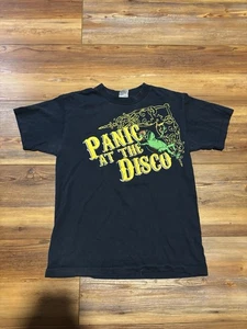 T-shirt vintage Panic At The Disco Band blu rana taglia S unisex RARA RARA Y2K - Foto 1 di 6