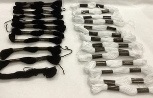 J. & P. Coats Embroidery Floss 25 Skeins ~  11 Black & 14 White - Picture 1 of 3