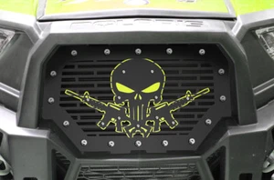 Steel Grill fits Polaris RZR 1000 XP 2015-17 RZR 900S SKULL AR15 Lime Squeeze - Bild 1 von 2