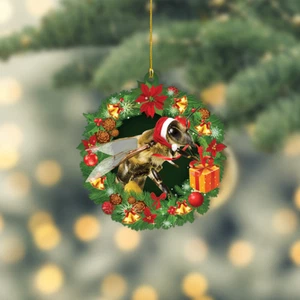Bee Christmas Wreath Ornament, Love Bee , cute Bee Christmas Ornament - Picture 1 of 3
