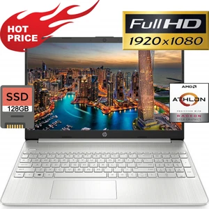 HP 15.6" Full-HD IPS Laptop AMD Ahtlon 3.20GHz 128GB SSD Drive 4GB USB-C Webcam - Picture 1 of 11