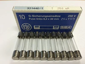 T250mA250V SIBA 250mA 250V Time Lag Slow Blow Glass Fuse 6x32mm JPSF357 Qtyx5/10 - Picture 1 of 4
