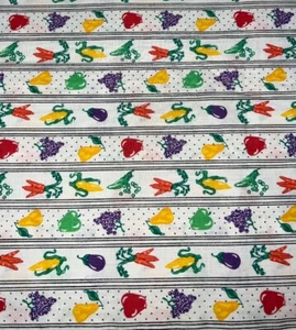 Vegetable Print Cotton Fabric Quilting Remnant W1 - Picture 1 of 3