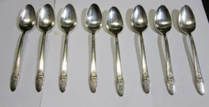1847 Rogers  SilverPlate FIRST LOVE,   TEASPOONS  8 Pieces     FREE SHIP - Picture 1 of 1