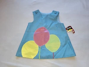 Girls Vintage CHOCOLATE SOUP Blue With Balloon Appliqué Jumper Dress Large New - Picture 1 of 12