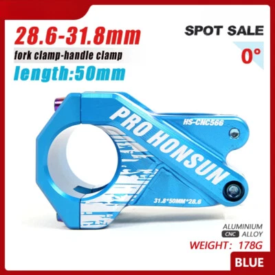 Vástago de bicicleta MTB ligero 0 grados de elevación DH AM Enduro 28,6/31,8 mm longitud 50 mm Foto 1 de 4