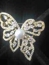 Natural   Pearl butterfly Style  Pins&Brooches Christmas Gift18k Gold Plated