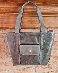 Liz Claiborne Gray Handbag Purse w/Plaid Lining and LC Logo - Picture 1 of 13
