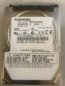 Toshiba laptop hard disk drive 80gb SATA MK8032GSX 2.5" HDD2D32 - Picture 1 of 1