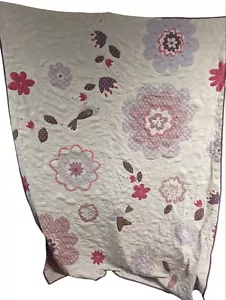 Pottery Barn Kids Girls Quilt Bird Lilac Floral Purple Reversible Twin - Picture 1 of 7