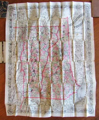 Nuevo Hampshire Vermont 1891 Colton mapa de bolsillo plegable grande fino escaso Foto 1 de 4
