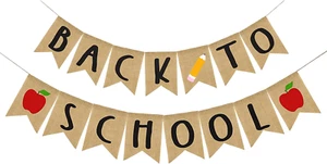 Anydesign Back to School Sackleinen Banner vormontiert Willkommen Schule Hängedeko - Bild 1 von 12