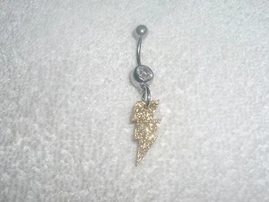 Gold Glitter Lightning Bolt Belly Navel Ring Body Jewelry Piercing 14g Sexy - Picture 1 of 1