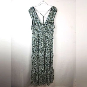 Lulus Spring in Your Step Black Floral Print Tiered Maxi Dress XL - Bild 1 von 6