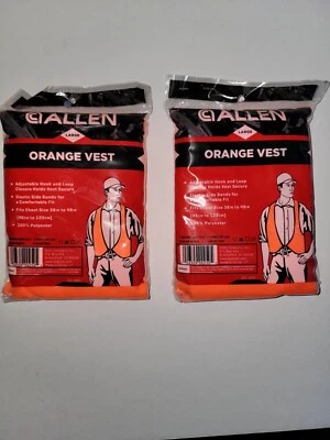 (2) ALLEN ORANGE VEST ( NEW ) SZ LARGE - Image 1 of 2
