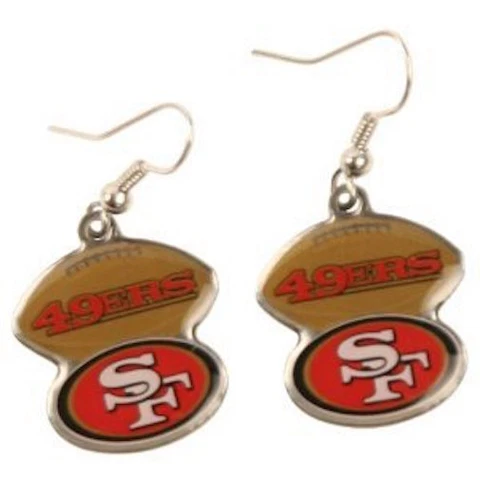 San Francisco 49ers Dangle Earrings - "Minx" - silver fish hooks Cover