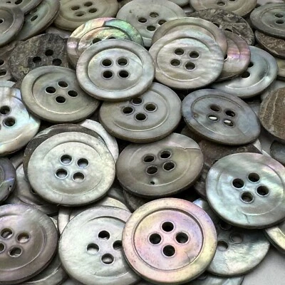 Smoked-Blue Multi-Color Rainbow MOP Shell Button Classic Rim 18mm 11/16" 4hole - Image 1 of 3