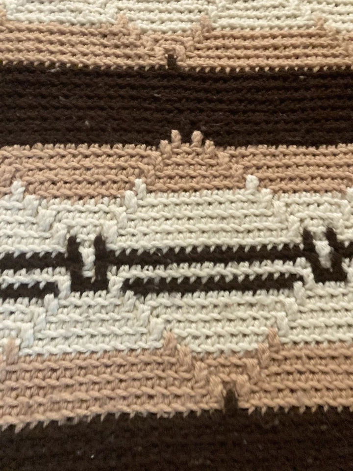 Manta Afgana Abuela De Colección 70x56" Estilo Suroeste Marrón Tostado Blanco Motivo Desierto Foto 1 de 4