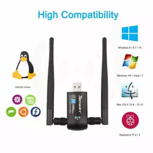 Techkey 2.4GHz + 5 GHz Dual Band WiFi USB 3.0 Adapter Dual Antenna NEW - Picture 1 of 6