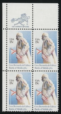 US - 1980 General Bernardo de Galvez - SC# 1826 Zip Block of 4 Mint NH OG - Image 1 of 2