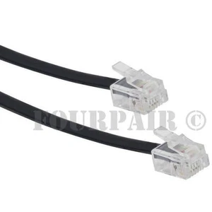 10ft Telephone Line Cord Cable 6P6C RJ12 RJ11 DSL Modem Fax Phone to Wall Black - Picture 1 of 1