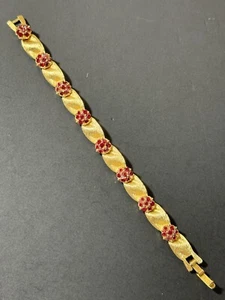 Pulsera CORONA TRIFARI Flor Tono Dorado Cinta Piedra Roja - Imagen 1 de 23