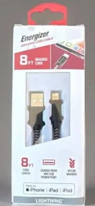 Câble USB tressé en nylon EnergizerSync et charge ENG-SYUSBCBK 8 pieds - Photo 1 sur 5