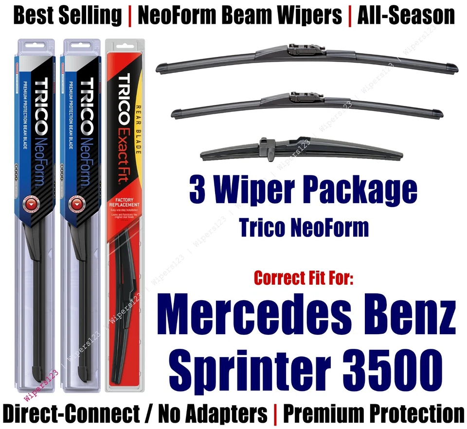 3pk Wipers Frnt/Rr NeoForm fit 2010+ Mercedes-Benz Sprinter 3500 162613/2413/15I - Image 1 of 1