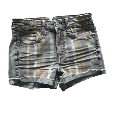 American Eagle Shorties de cintura alta Jean Stripe Ne(x)t Level Stretch 2 Rainbow Foto 1 de 4