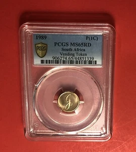 SOURH AFRICA -1989-UNCIRCULATED P 1 C (VENDING TOKEN),GRADED BY PCGS MS 65 RED - Picture 1 of 4