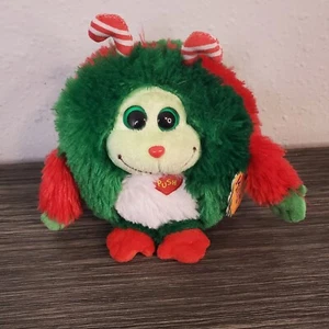 Ty Monstaz Holly Christmas Monster Plush Green Furry Sprite 5" No Sound - Picture 1 of 8