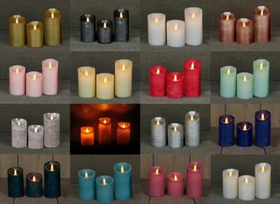 3er Set LED Echtwachskerze Kerze Farbauswahl Timer flackernde Wachskerze Kerzen - Bild 1 von 4