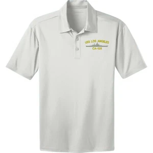 White Dri FIT Mesh Polo shirt USS LOS ANGELES CA-135 Embroidered / Add name - Picture 1 of 3
