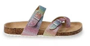 SO Elisha Youth Girls' Rainbow Color Thong Sandals Shoes Size 3 NEW - Picture 1 of 8