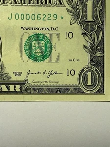 Four Leading 0s Four In A Row 0s Star Note One Dollar Bill Fancy Serial Number - Picture 1 of 10