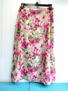 Villager Liz Claiborne A-Line Floral Skirt Tropical Lined Polyester Chiffon 12P - Foto 1 di 11