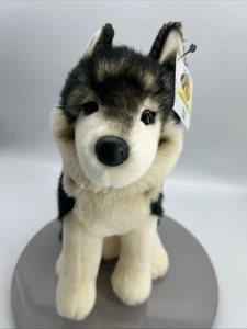 Bass Pro Shops 11" Realistic Wolf Frosted Black/White Plush Stuffed Animal NWT - Picture 1 of 8