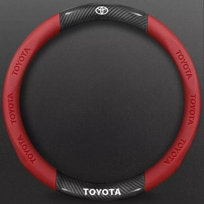 NEW 15" Steering Wheel Cover Genuine Leather For Toyota Red Leather US STOCK - Image 1 of 4