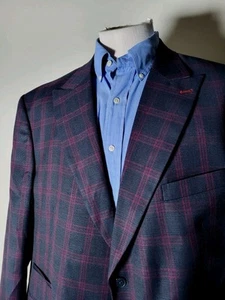 52R Pink Purple Black Melange 3-SEASONS Hopsack Windowpane Check Jacket Blazer - Picture 1 of 11