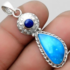 Joyería colgante de plata de ley 925 Smithsonita y lapislázuli natural P-1299 - Imagen 1 de 5