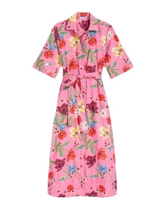 Draper James Riley Midi Shirtdress Woman 2XL Pink Lurex Stripe Floral Print Belt - Picture 1 of 11