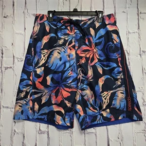 Speedo Board Shorts Mens Sz Large Blue Floral Lined Drawstring Summer Swimwear - Picture 1 of 10