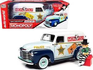 1948 Chevrolet Panel Police Van with Mr. Monopoly Figurine "Monopoly" 1/18 Dieca - Picture 1 of 1