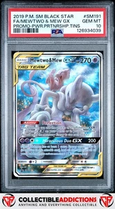 Pokémon SM 2019 Black Star Promo #SM191 MEWTWO & MEW GX PSA 10 - Imagen 1 de 2