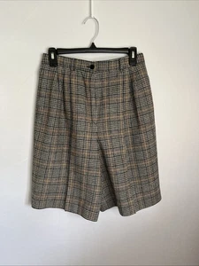 Vintage Pendleton Petite 10P Virgin Wool Plaid Tartan Tan Black Shorts Pristine - Picture 1 of 10